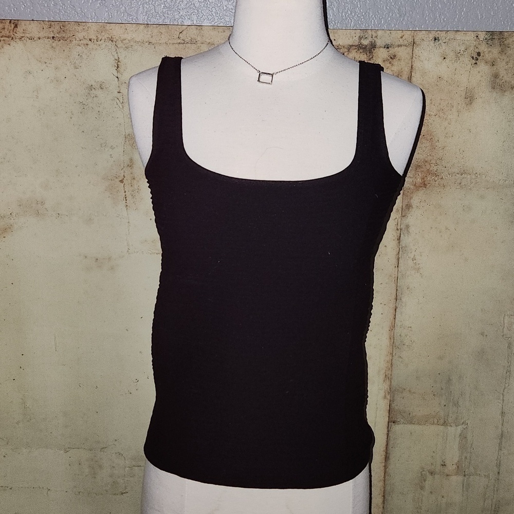 ANTHROPOLOGIE Black Ribbed Tank Size Medium